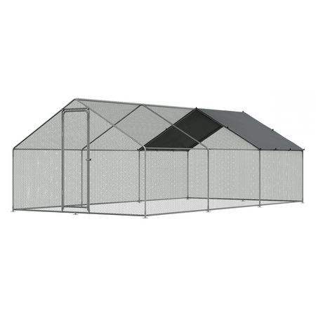 Dellonda Walk-In Galvanized Steel Chicken Run with Roof Cover & PVC Coated Chicken Wire Model No- DG280