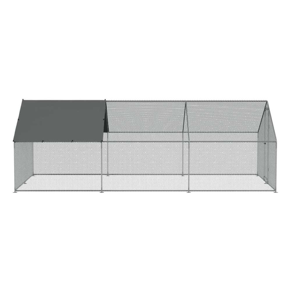 Dellonda Walk-In Galvanized Steel Chicken Run with Roof Cover & PVC Coated Chicken Wire Model No- DG280