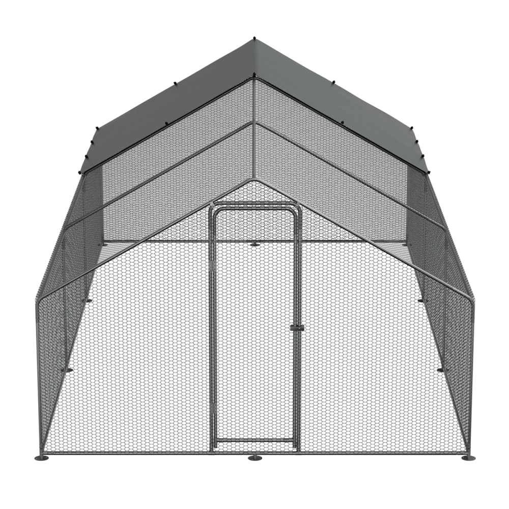 Dellonda Walk-In Galvanized Steel Chicken Run with Roof Cover & PVC Coated Chicken Wire Model No- DG280
