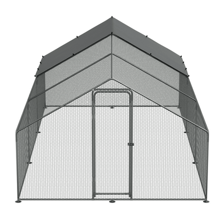 Dellonda Walk-In Galvanized Steel Chicken Run with Roof Cover & PVC Coated Chicken Wire Model No- DG280