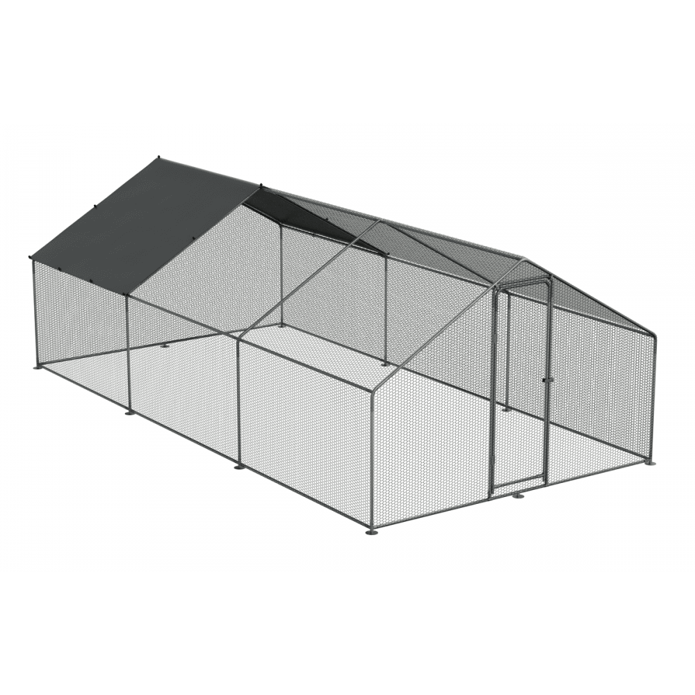 Dellonda Walk-In Galvanized Steel Chicken Run with Roof Cover & PVC Coated Chicken Wire Model No- DG280