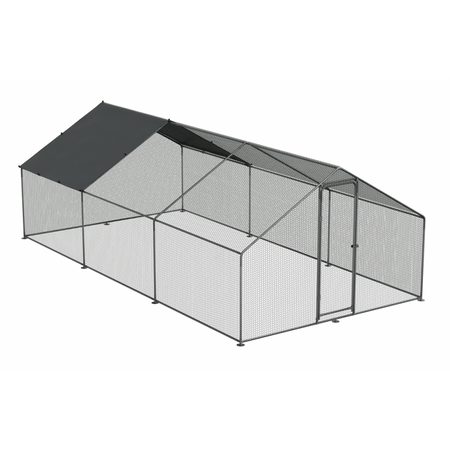 Dellonda Walk-In Galvanized Steel Chicken Run with Roof Cover & PVC Coated Chicken Wire Model No- DG280