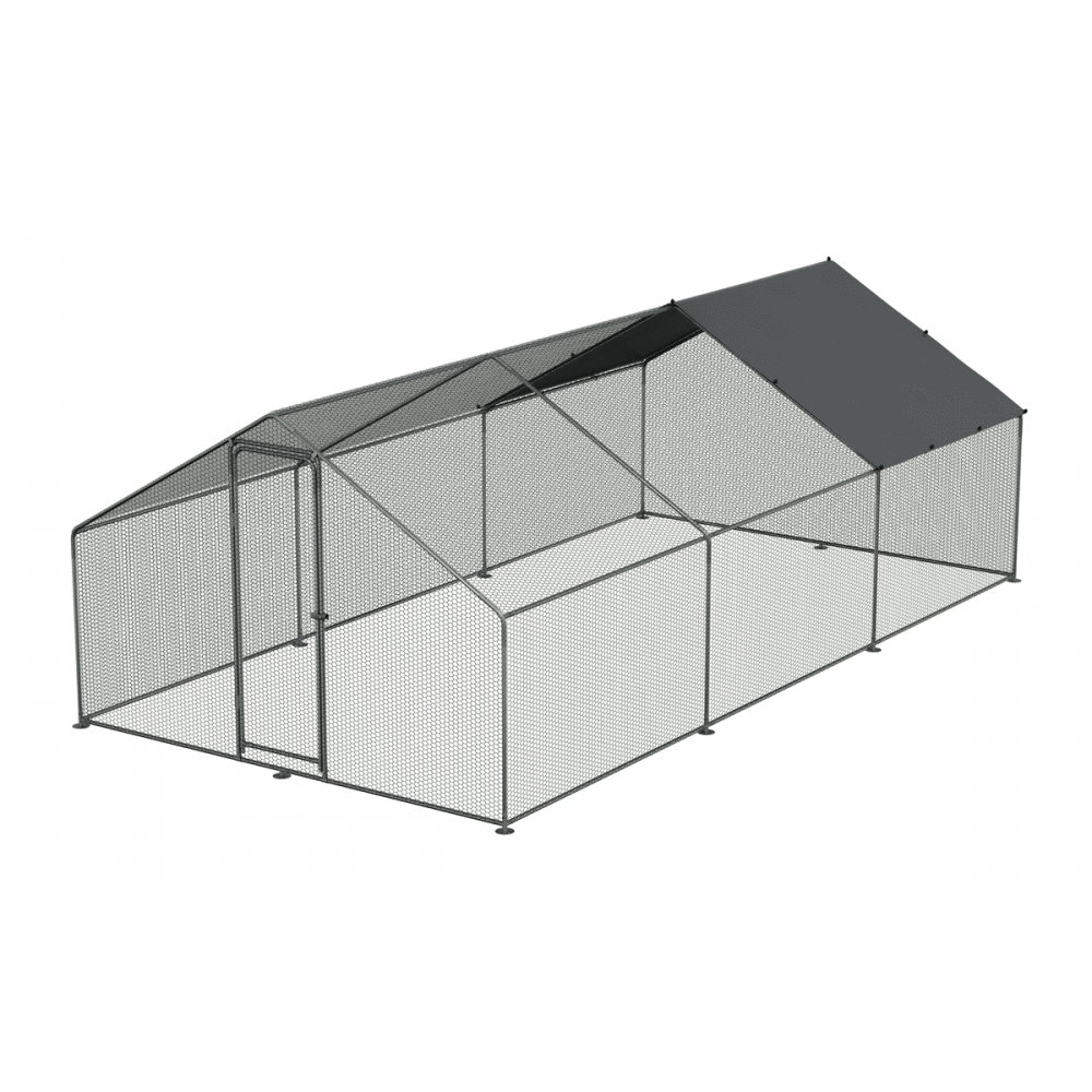 Dellonda Walk-In Galvanized Steel Chicken Run with Roof Cover & PVC Coated Chicken Wire Model No- DG280