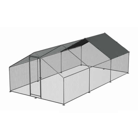 Dellonda Walk-In Galvanized Steel Chicken Run with Roof Cover & PVC Coated Chicken Wire Model No- DG280
