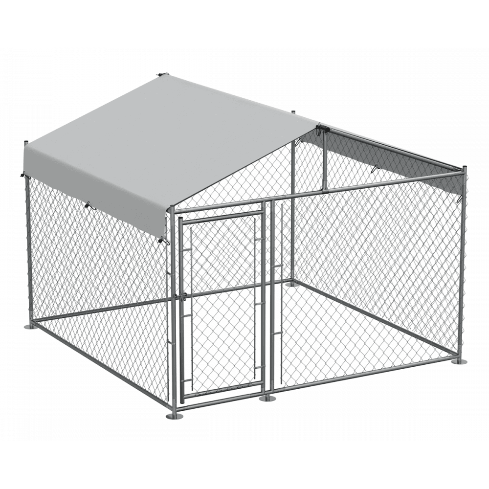 Dellonda Galvanised Steel Dog Kennel with Roof Cover & Chain Link Fencing Model No- DG281