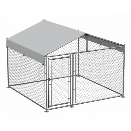 Dellonda Galvanised Steel Dog Kennel with Roof Cover & Chain Link Fencing Model No- DG281