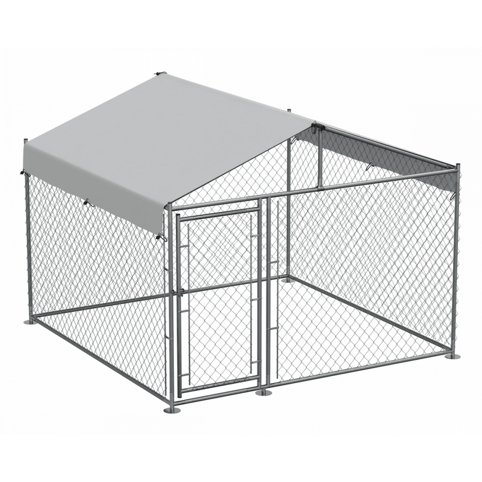 Dellonda Galvanised Steel Dog Kennel with Roof Cover & Chain Link Fencing Model No- DG281