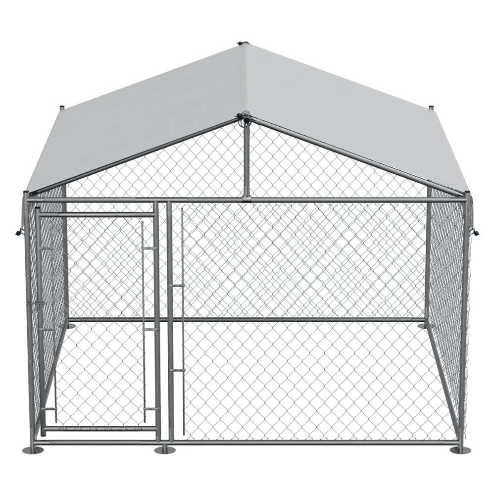 Dellonda Galvanised Steel Dog Kennel with Roof Cover & Chain Link Fencing Model No- DG281
