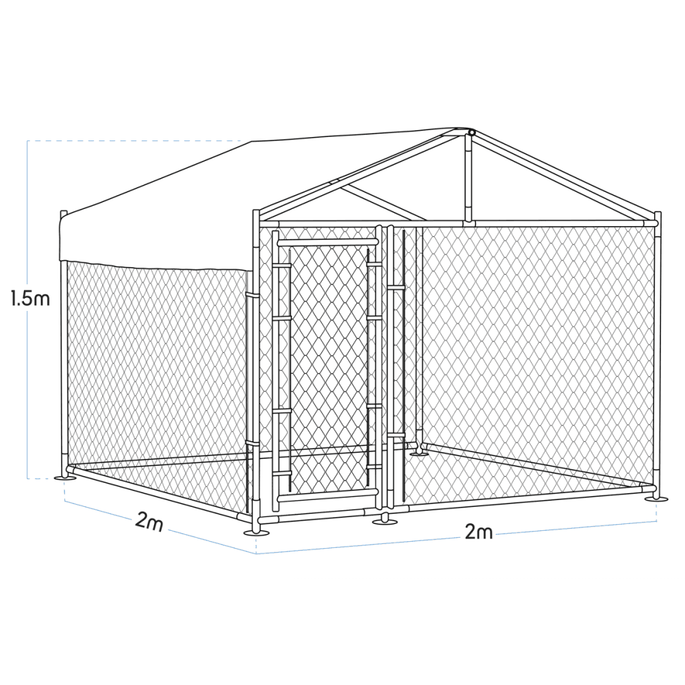 Dellonda Galvanised Steel Dog Kennel with Roof Cover & Chain Link Fencing Model No- DG281