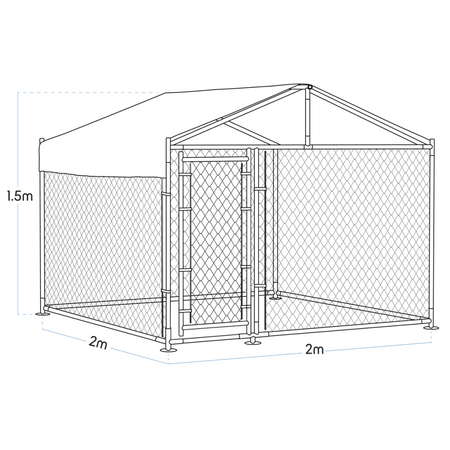 Dellonda Galvanised Steel Dog Kennel with Roof Cover & Chain Link Fencing Model No- DG281