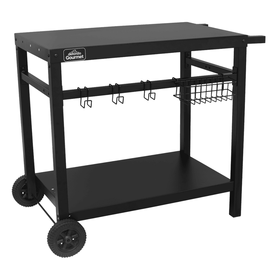 Dellonda Plancha Trolley with Utensil Holder - Black Model No- DG45