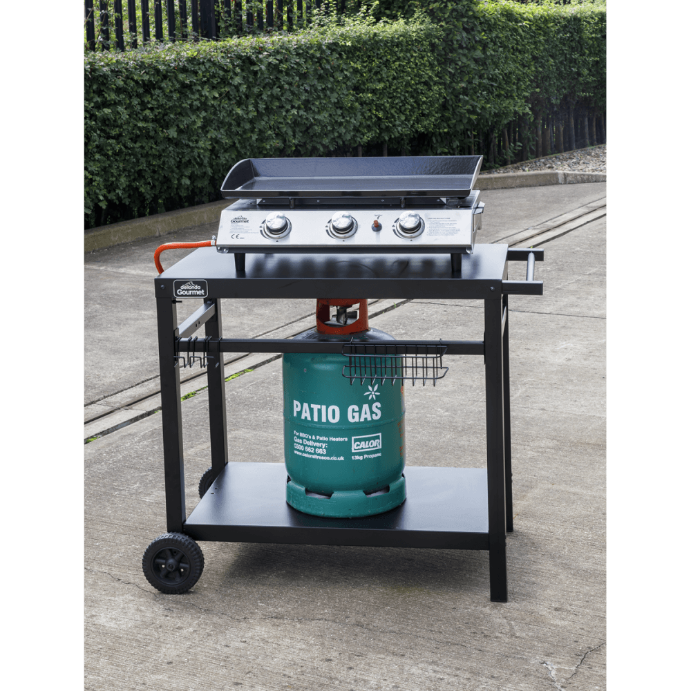 Dellonda Plancha Trolley with Utensil Holder - Black Model No- DG45