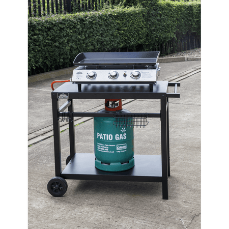 Dellonda Plancha Trolley with Utensil Holder - Black Model No- DG45