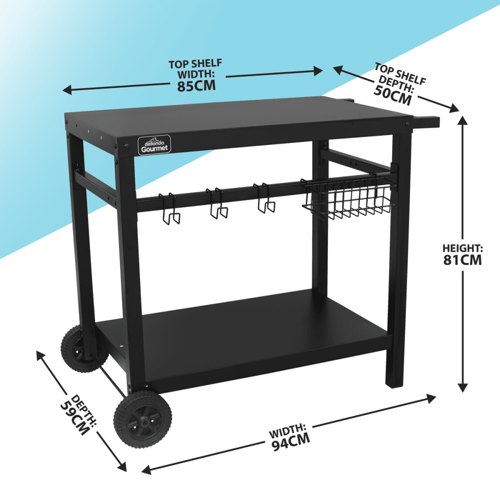 Dellonda Plancha Trolley with Utensil Holder - Black Model No- DG45