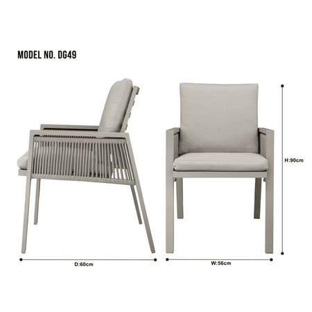 Dellonda Fusion Garden/Patio Dining Chairs with Armrests 6pc - Light Grey Model No- DG49