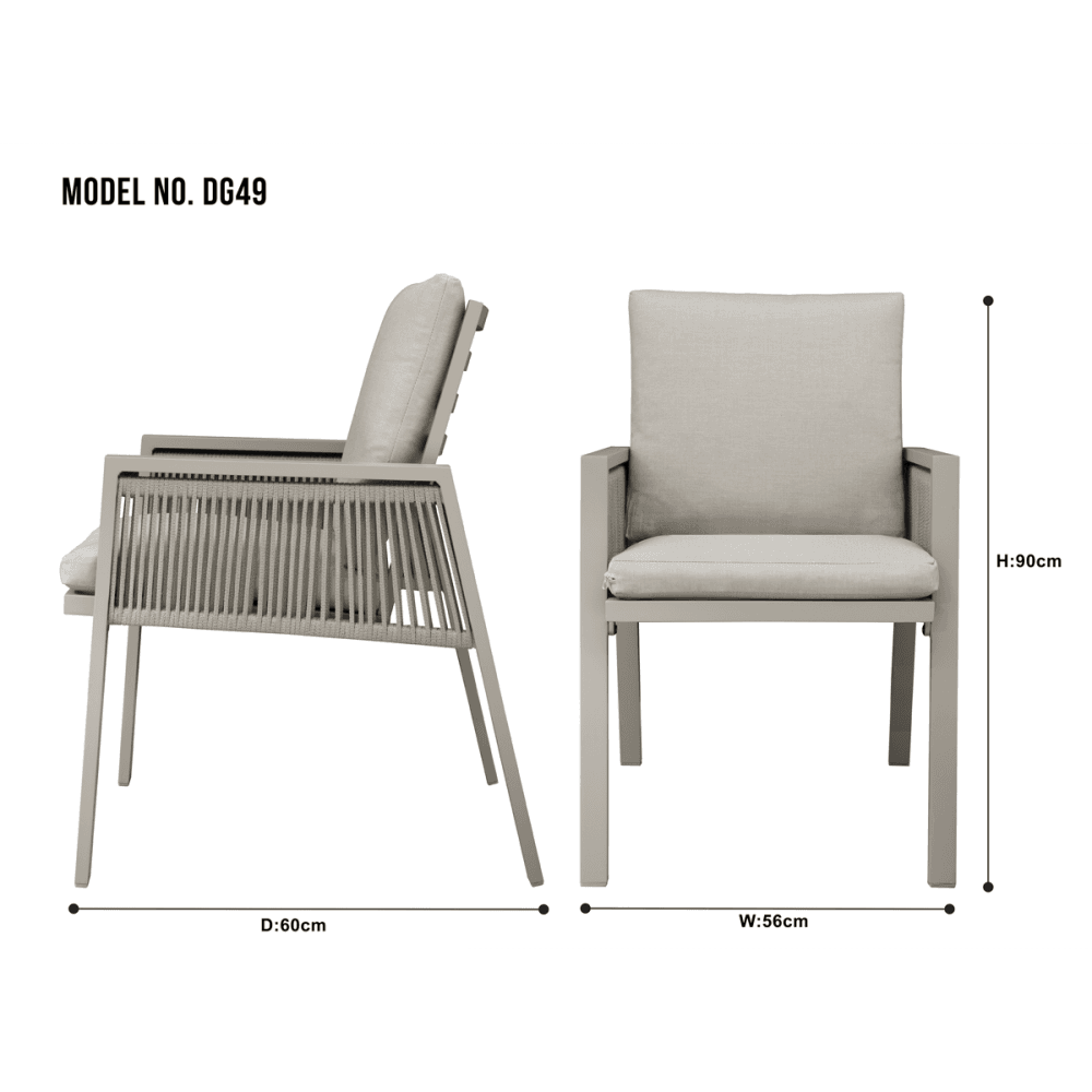 Dellonda Fusion Garden/Patio Dining Chairs with Armrests 4pc - Light Grey Model No- DG50