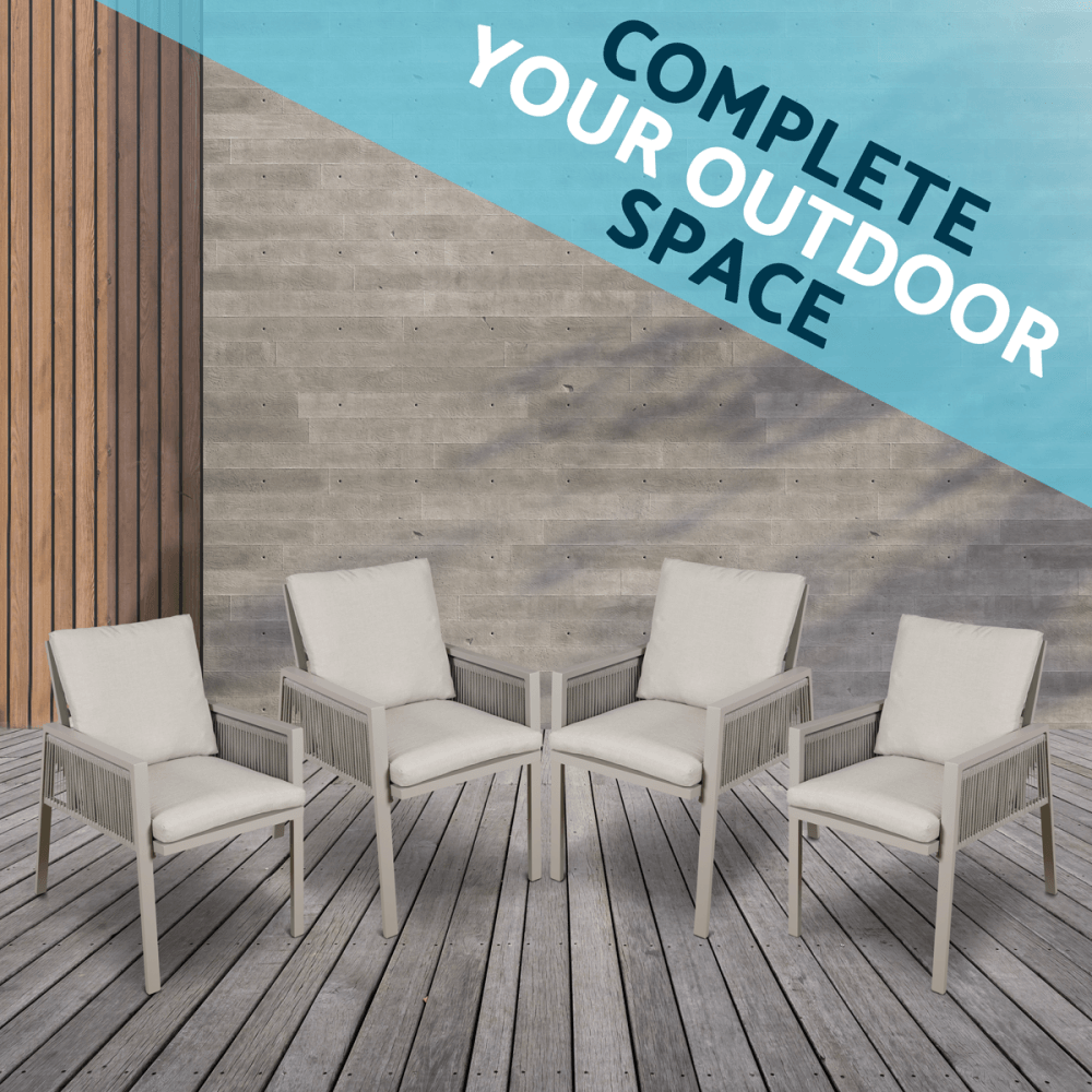 Dellonda Fusion Garden/Patio Dining Chairs with Armrests 4pc - Light Grey Model No- DG50