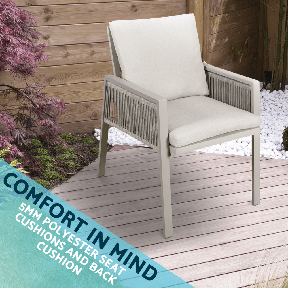 Dellonda Fusion Garden/Patio Dining Chairs with Armrests 4pc - Light Grey Model No- DG50