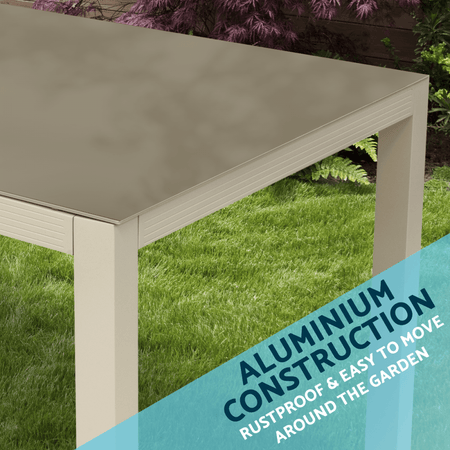 Dellonda Fusion Aluminium Garden Dining Table with Tempered Glass & Parasol Hole - Light Grey Model No- DG51