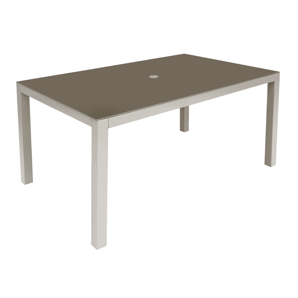 Dellonda Fusion Aluminium Garden Dining Table with Tempered Glass & Parasol Hole - Light Grey Model No- DG51