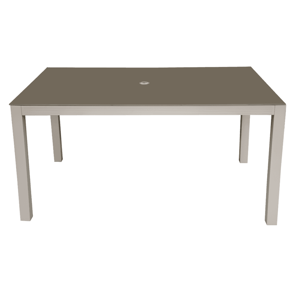 Dellonda Fusion Aluminium Garden Dining Table with Tempered Glass & Parasol Hole - Light Grey Model No- DG51