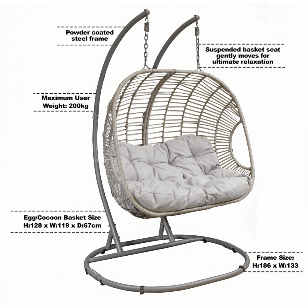 Dellonda Double Swinging Egg Chair with Cushion Model No- DG61