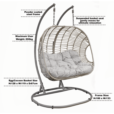 Dellonda Double Swinging Egg Chair with Cushion Model No- DG61