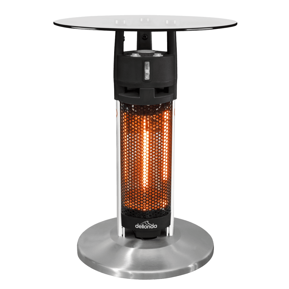 Dellonda Bistro Table with 1200W Heater, 65cm, Black/Stainless Steel Model No- DG62
