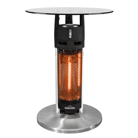 Dellonda Bistro Table with 1200W Heater, 65cm, Black/Stainless Steel Model No- DG62