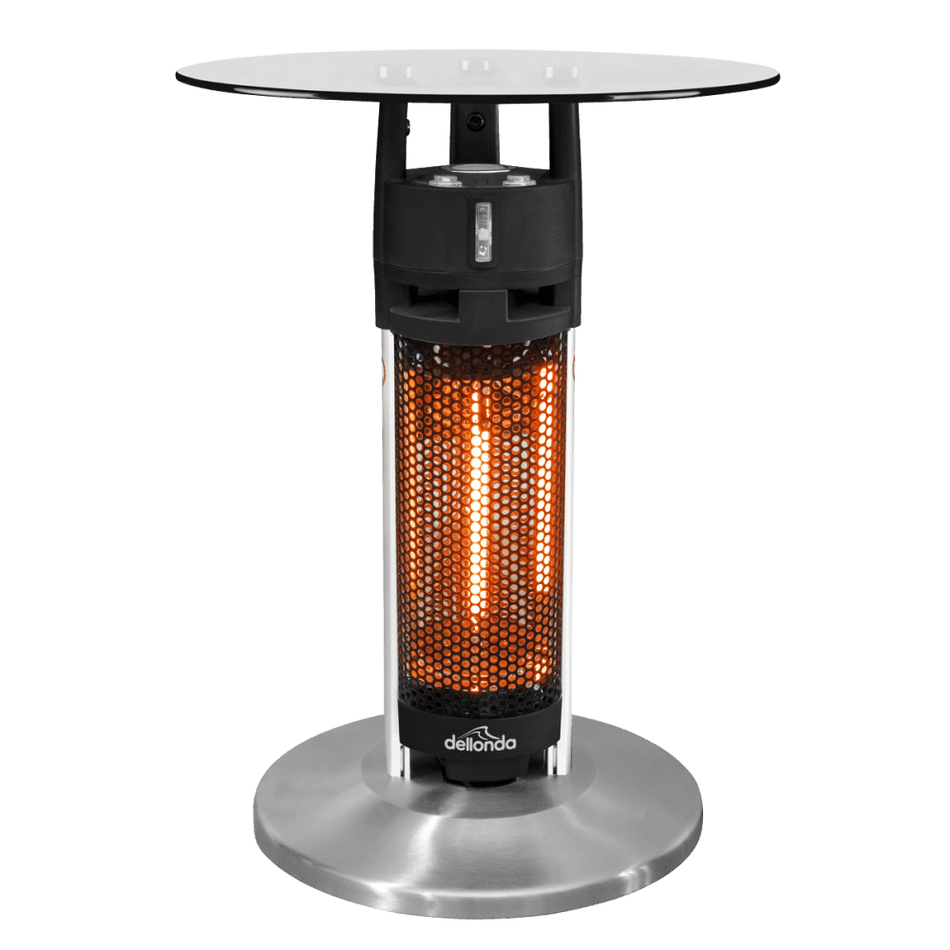 Dellonda Bistro Table with 1200W Heater, 65cm, Black/Stainless Steel Model No- DG62