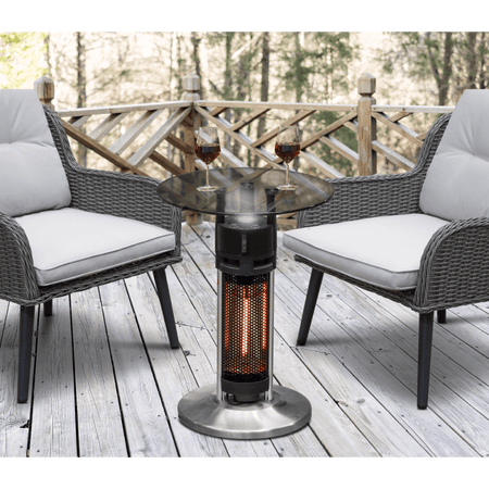 Dellonda Bistro Table with 1200W Heater, 65cm, Black/Stainless Steel Model No- DG62