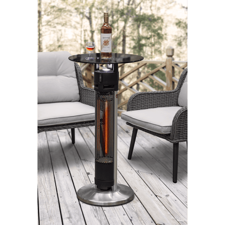 Dellonda Bistro Table with 1600W Heater, 95cm, Black/Stainless Steel Model No- DG63