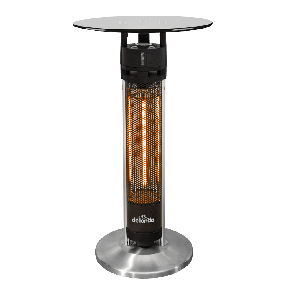 Dellonda Bistro Table with 1600W Heater, 95cm, Black/Stainless Steel Model No- DG63