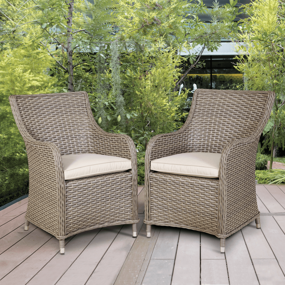 Dellonda Chester Rattan Wicker Outdoor Garden Dining Chairs 2pc Model No- DG64