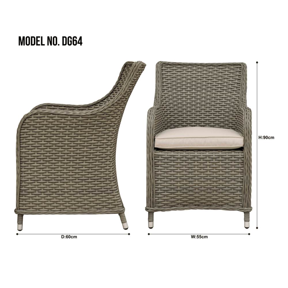 Dellonda Chester Rattan Wicker Outdoor Garden Dining Chairs 2pc Model No- DG64