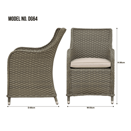 Dellonda Chester Rattan Wicker Outdoor Garden Dining Chairs 2pc Model No- DG64