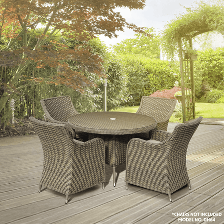 Dellonda Chester Rattan Wicker Round Outdoor Dining Table with Tempered Glass Top Model No- DG66