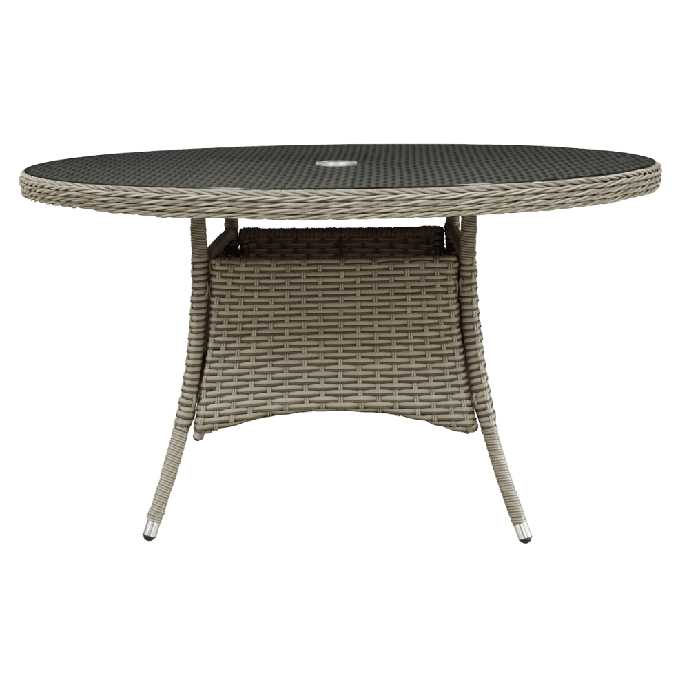Dellonda Chester Rattan Wicker Round Outdoor Dining Table with Tempered Glass Top Model No- DG67
