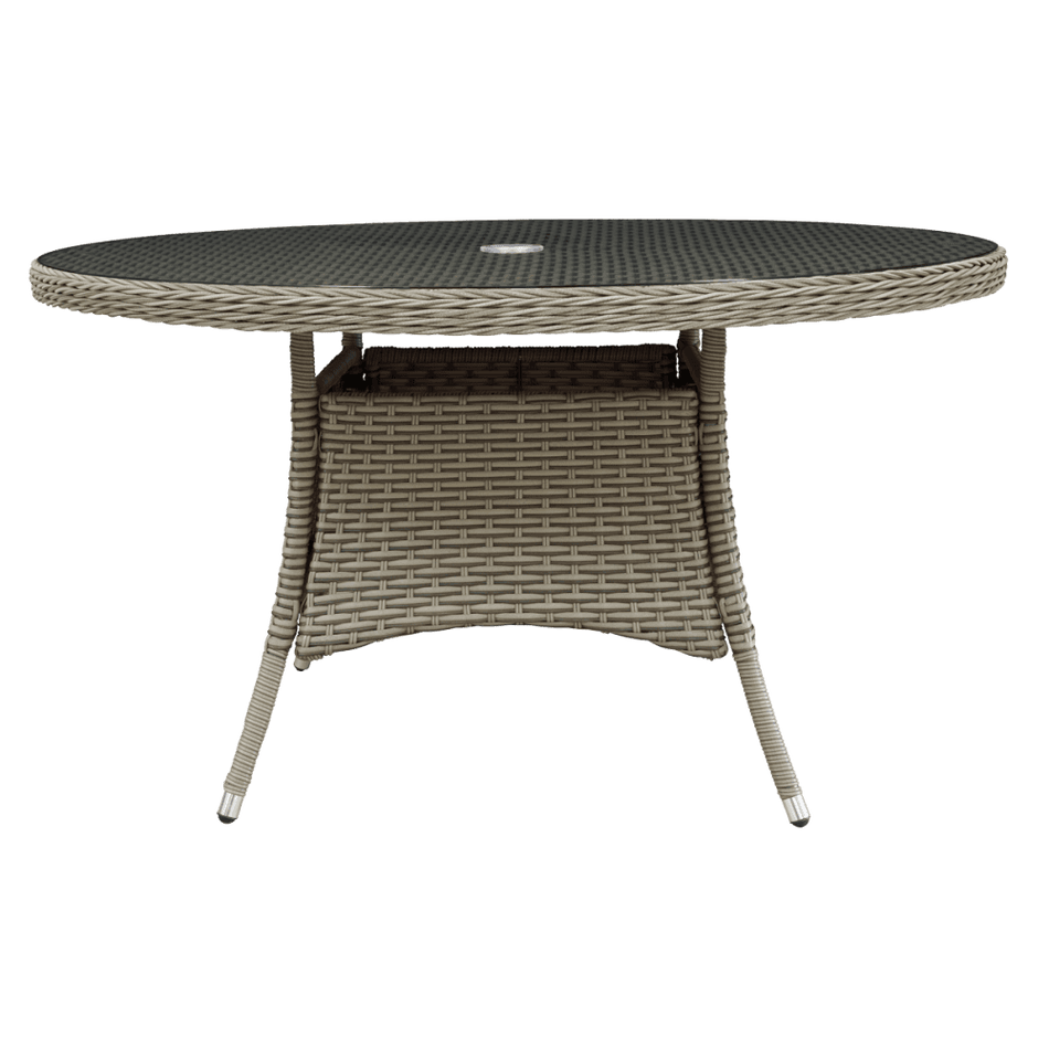 Dellonda Chester Rattan Wicker Round Outdoor Dining Table with Tempered Glass Top Model No- DG67