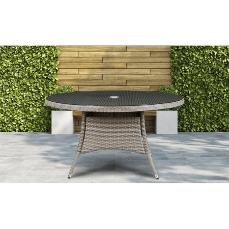 Dellonda Chester Rattan Wicker Round Outdoor Dining Table with Tempered Glass Top Model No- DG67