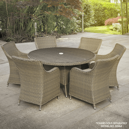 Dellonda Chester Rattan Wicker Round Outdoor Dining Table with Tempered Glass Top Model No- DG67