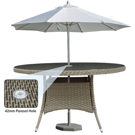 Dellonda Chester Rattan Wicker Round Outdoor Dining Table with Tempered Glass Top Model No- DG67