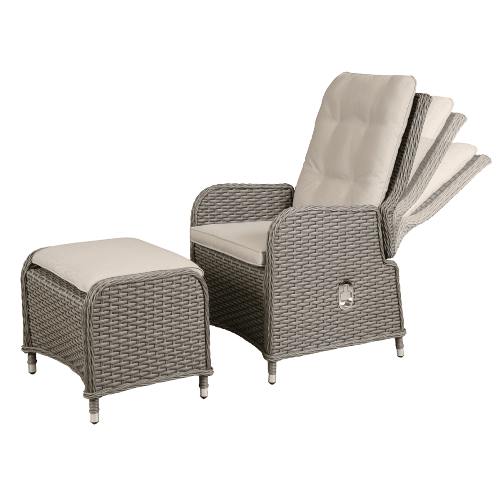 Dellonda Chester Rattan Wicker Outdoor Recliner Loungers & Table Set 5pc Model No- DG68