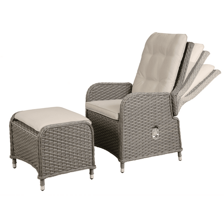 Dellonda Chester Rattan Wicker Outdoor Recliner Loungers & Table Set 5pc Model No- DG68