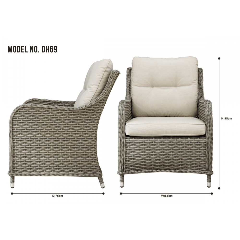 Dellonda Chester Rattan Wicker Outdoor Armchairs 2pc Model No- DG69