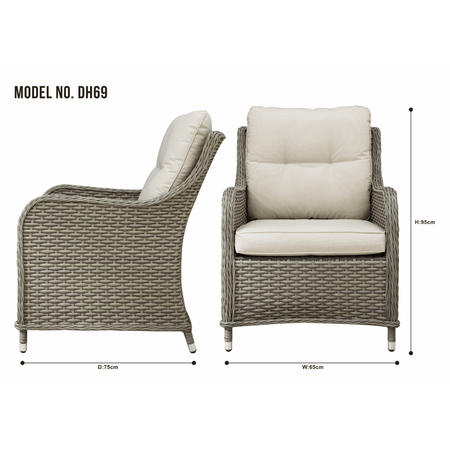 Dellonda Chester Rattan Wicker Outdoor Armchairs 2pc Model No- DG69