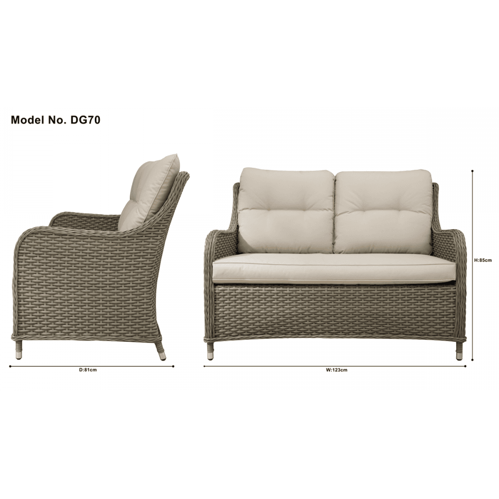 Dellonda Chester Rattan Wicker Outdoor 2-Seater Sofa Model No- DG70