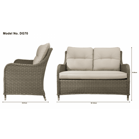 Dellonda Chester Rattan Wicker Outdoor 2-Seater Sofa Model No- DG70