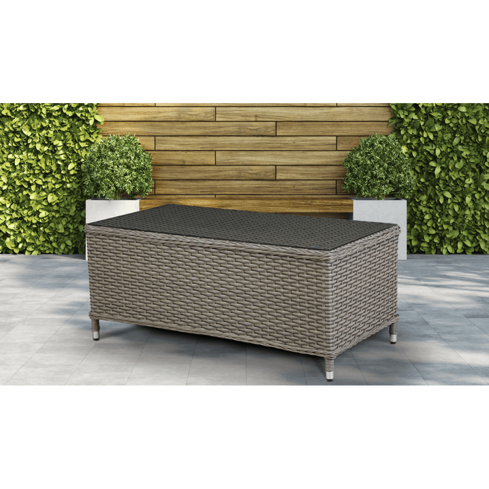 Dellonda Chester Rattan Wicker Outdoor Balcony Table with Tempered Glass Top Model No- DG71