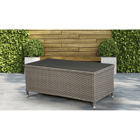 Dellonda Chester Rattan Wicker Outdoor Balcony Table with Tempered Glass Top Model No- DG71